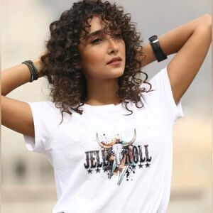 White Jellyroll Graphic Tee Nwot Made To Order